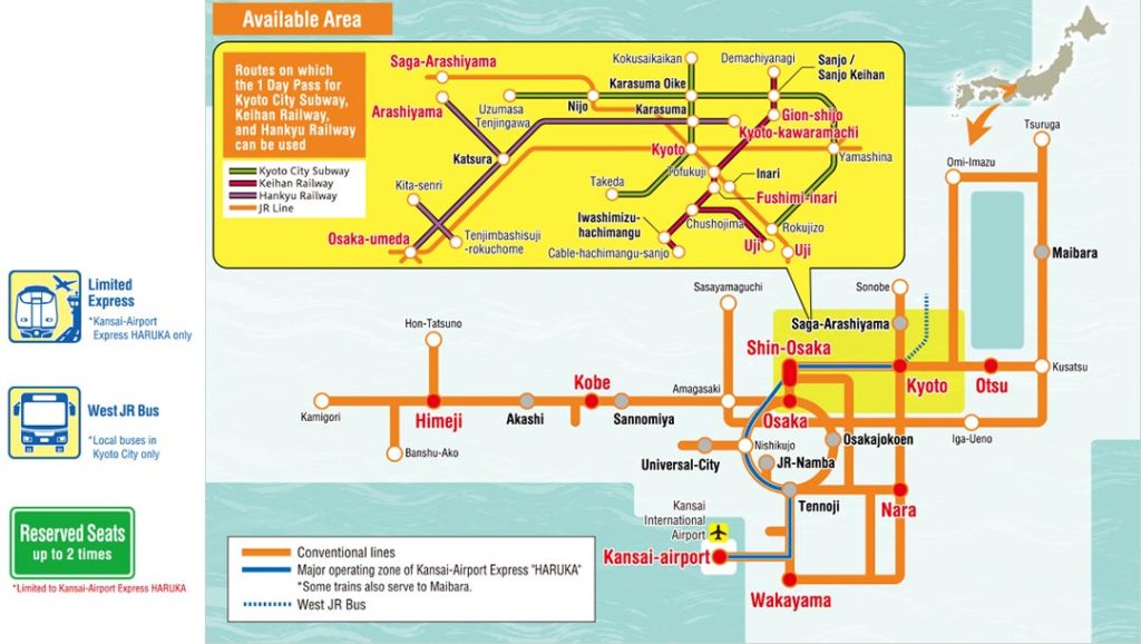 Kansai Area Pass Japan Rail Pass